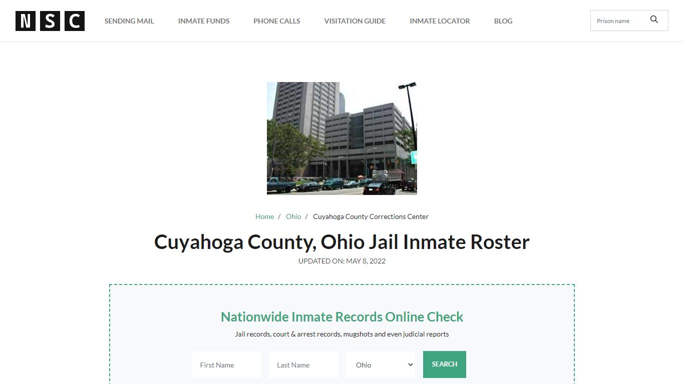 Cuyahoga County, Ohio Jail Inmate Roster