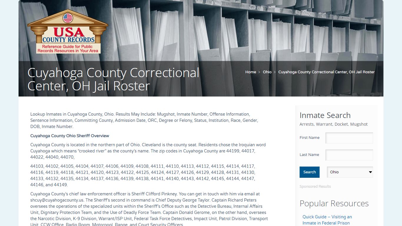 Cuyahoga County Correctional Center, OH Jail Roster | Name ...