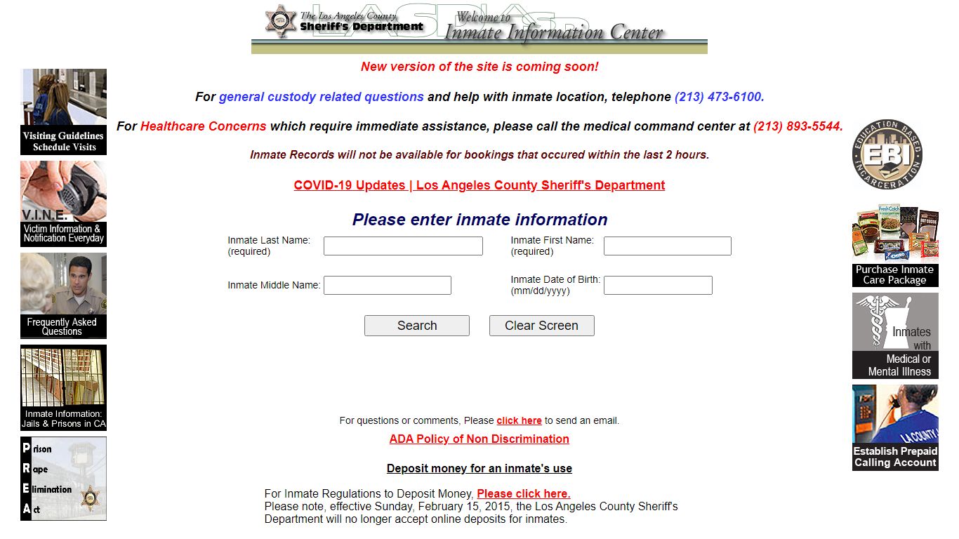 LASD Inmate Information Center - Inmate Search